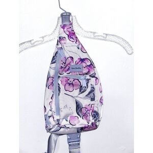 Vera Bradley Sling Floral Backpack Gray Pink White